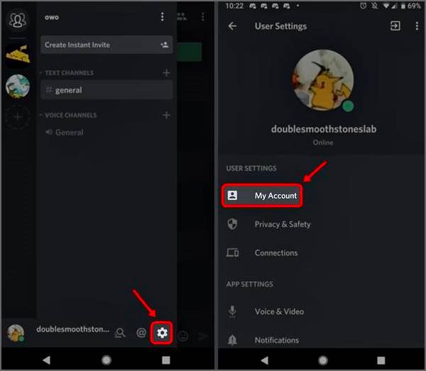 configuration de l'utilisateur dans Discord