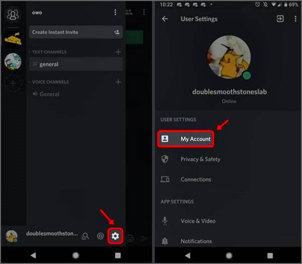 options de configuration de discord