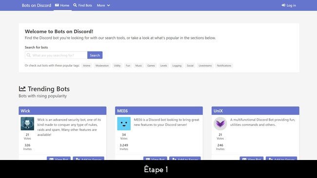 Étapes de la mise en place d'un robot discord 1
