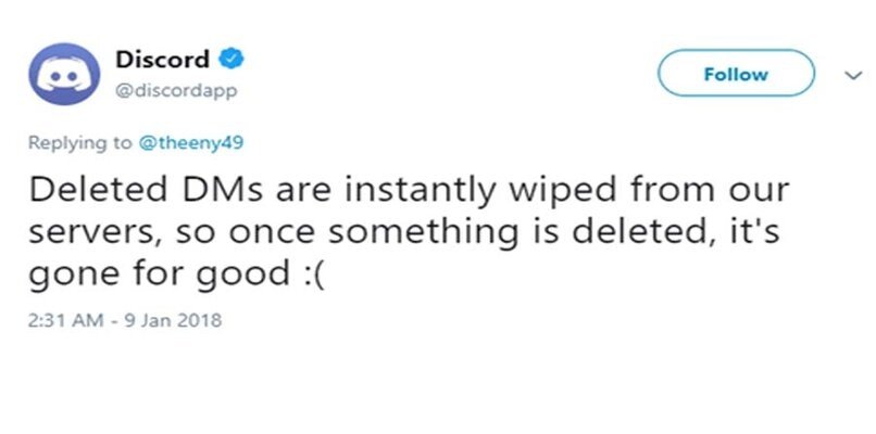 Est-il possible d'appeler un message natif supprimé dans Discord ?